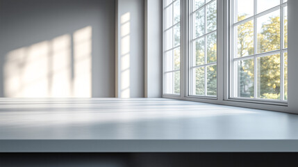 Modern Window with Sunlight and Tree View | Bright and Inviting Workspace