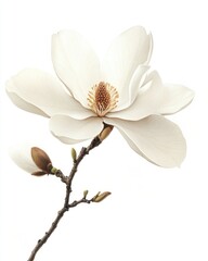 Naklejka premium Magnolia flower isolate on white background, elegant white bloom,