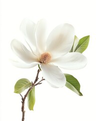 Naklejka premium Magnolia flower isolate on white background, elegant white bloom,