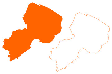 Leudal municipality (Kingdom of the Netherlands, Holland, Limburg province) map vector illustration, scribble sketch Leudaal map