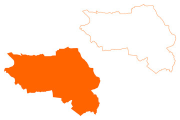 Lochem city and municipality (Kingdom of the Netherlands, Holland, Gelderland or Guelders province) map vector illustration, scribble sketch Lochem map