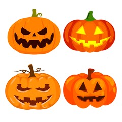 set of Halloween orange pumpkin illustration.