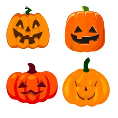 set of Halloween orange pumpkin illustration.