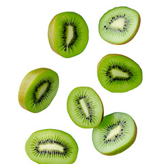 Fototapeta premium isolated fresh kiwi slices on a transparent background healthy juicy fruit png
