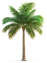 Palm tree isolate on white background, tropical setting,