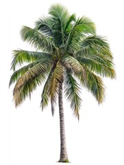 Palm tree isolate on white background, tropical setting,