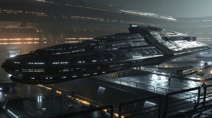 Spaceship Docked at Station