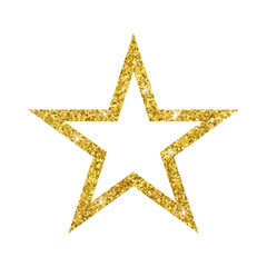 Glitter star empty inside on transparent background