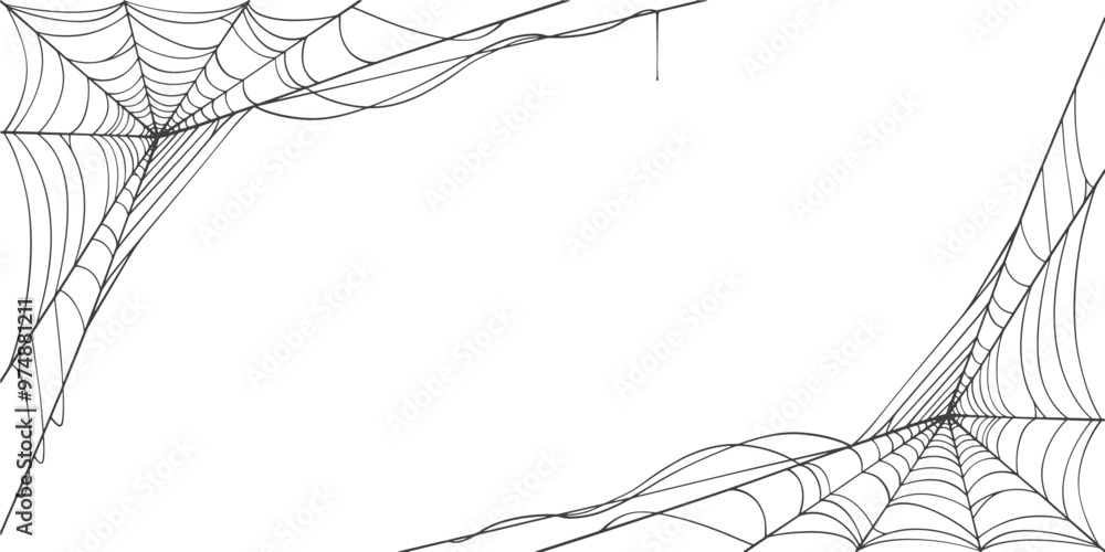 Wall mural spider web halloween frame, spider web vector eps