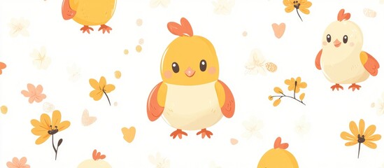 Fototapeta premium Vector illustration of an adorable baby chick pattern