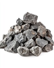 Obraz premium Pile of crushed stones for construction isolated on white background