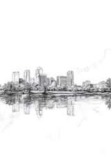 Tempe, Arizona, black and white pen pencil hand-drawn effect portrait drawing illustration for travel poster, card, wallpaper, backdrop or banner. Modern, clear, artistic and simple