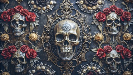 Gothic Halloween background with a skull