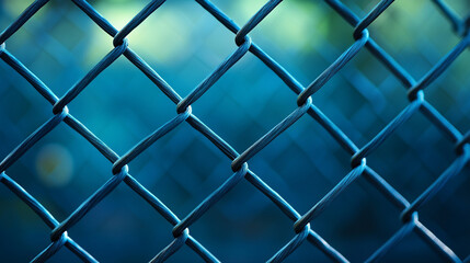 Fototapeta premium chain-link fence stands out against a softly blurred background, symbolizing boundaries, separation, and the contrast between freedom and confinementv