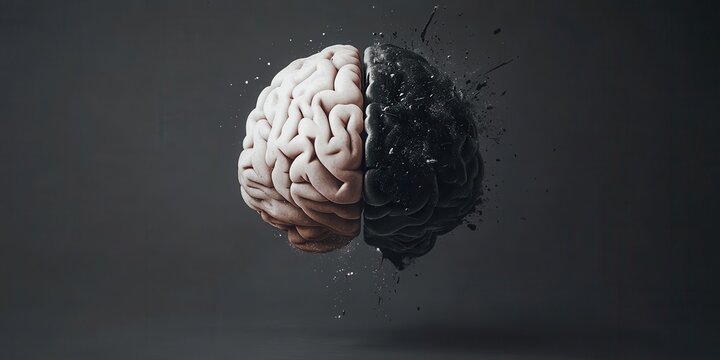A striking visual of a brain split into two halves, representing creativity and logic in a modern, artistic style.