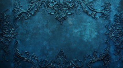 Blue vintage design with antique elements, historical vibe,