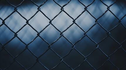 Fototapeta premium chain-link fence stands out against a softly blurred background, symbolizing boundaries, separation, and the contrast between freedom and confinement