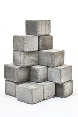 Stack of concrete blocks isolated on white background