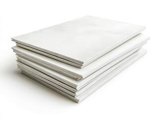 Stack of drywall sheets isolated on white background, realistic textures