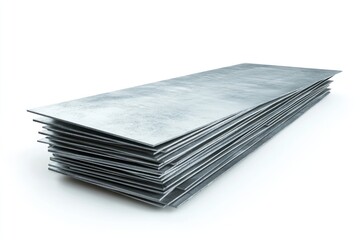 Stack of sheet metal for construction isolated on white background