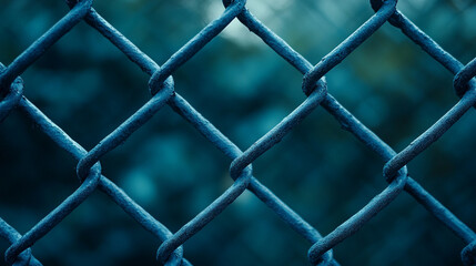 Fototapeta premium chain-link fence stands out against a softly blurred background, symbolizing boundaries, separation, and the contrast between freedom and confinement