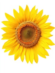 Fototapeta premium Sunflower isolate on white background, bright yellow petals,