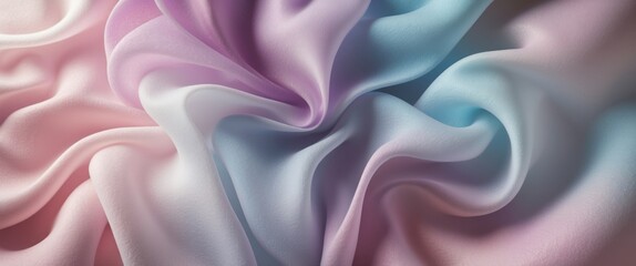 Obraz premium Soft pastel fabric swirls create an elegant, dreamy texture, perfect for fashion, photography, interior design, and artistic projects.