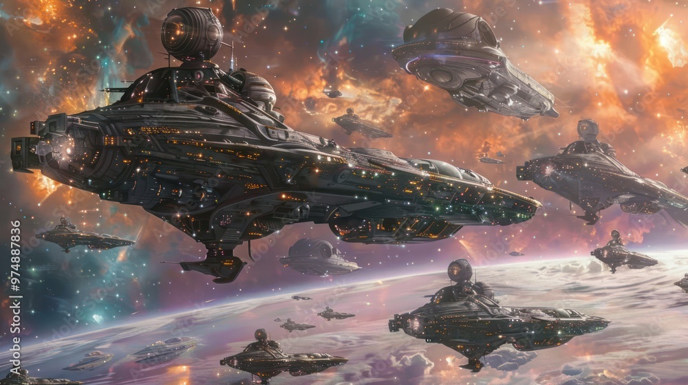 Canvas Prints Space Fleet in Formation