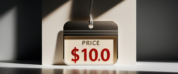 Prominent price tag showcasing $10.0, ideal for retail environments, marketing materials, and e-commerce platforms emphasizing value.