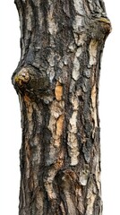 Naklejka premium Tree trunk isolate on white background, rough bark texture,