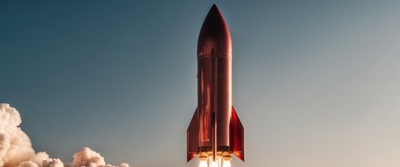 Rocket launch showcasing technological advancement and space exploration. Ignition and propulsion highlight innovation in aerospace industry.