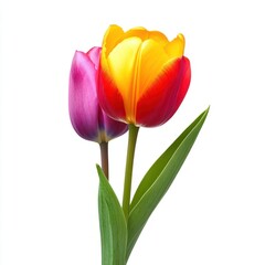 Fototapeta premium Tulip flower isolate on white background, vibrant colors,