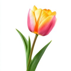 Fototapeta premium Tulip flower isolate on white background, vibrant colors,