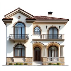 Fototapeta premium Two-story house isolate on white background, front view,