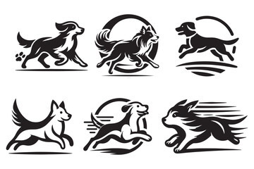 Dog silhouette vector illustrations