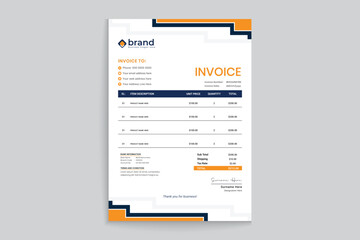 Orange color shape invoice design