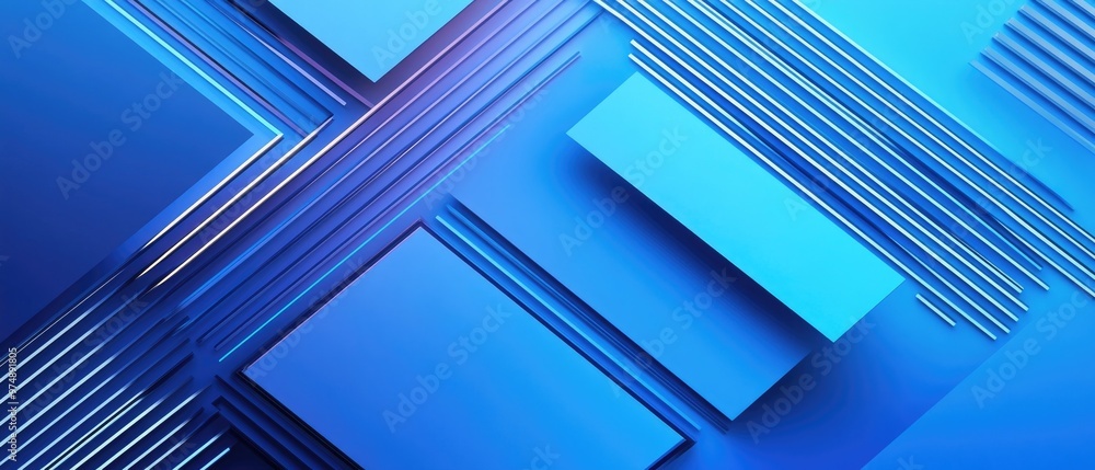 Poster abstract gradient background featuring blue lines and frames