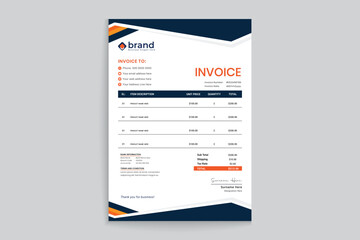 Orange color shape invoice design