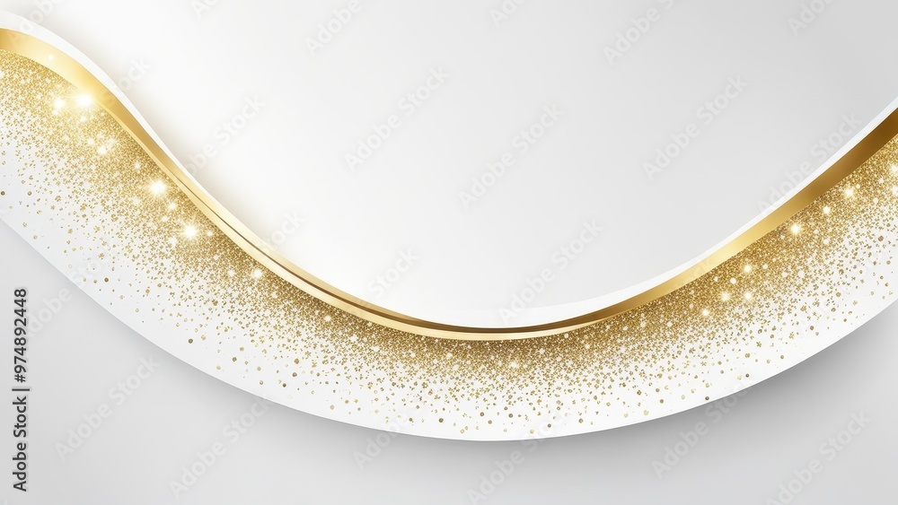 Poster elegant abstract design featuring a gold wave and sparkling elements on a light background, ideal fo