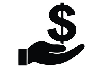 dollar sign in hand creative silhouette illustration