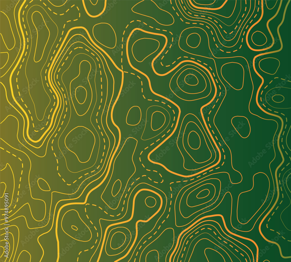 Poster topographic map background. generating a terrain elevation map. grid map. contour map. valleys and m