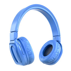 3d blue headphones isolated on transparent background