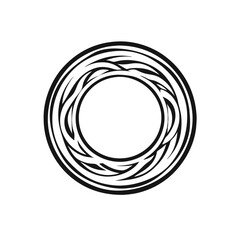 A Abstract circular doodle round circle, vector silhouette illustration, isolated white background,