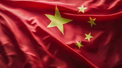 Waving Chinese flag showcasing vibrant colors and symbolism during a national celebration
