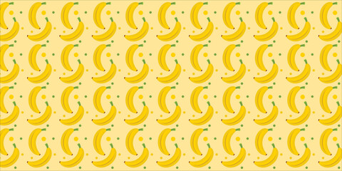 seamless banana pattern. Yellow banana on pink background. Fresh, ripe and delicious fruit.