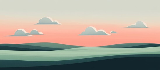 A Glimmer Of Hope In A Gloomy Landscape With Grey Clouds Over A Green Field