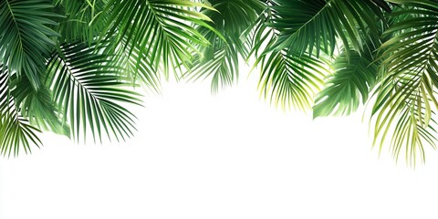 Tropical Palm Leaves Frame on White Background - Minimalistic Design for Graphic Projects