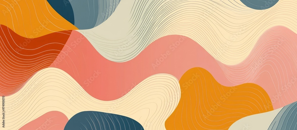 Poster multicolored abstract lines on a beautifully patterned background