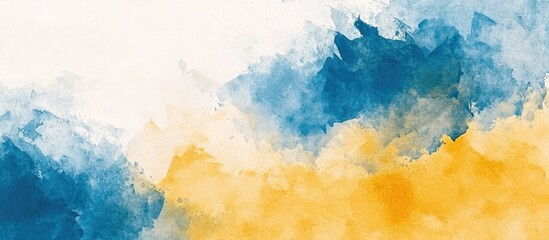 Abstract Watercolor Paper Textured Background In Grey Blue And Yellow Night Sky With Clouds Atmosphere At Sunset And Sunrise Pastel Hand Painted Grunge High Resolution Illustration