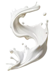 Fototapeten Realistic milk splashes or wave with drops and splatter isolated Milk splash and pouring on PNG transparent background © siam